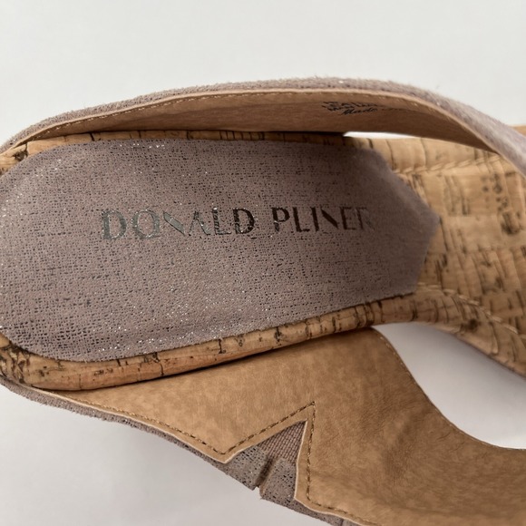 Donald Pliner Myrtle60 Mushroom Distressed Metallic Cork Wedge Sandals 8M NEW - Picture 4 of 9